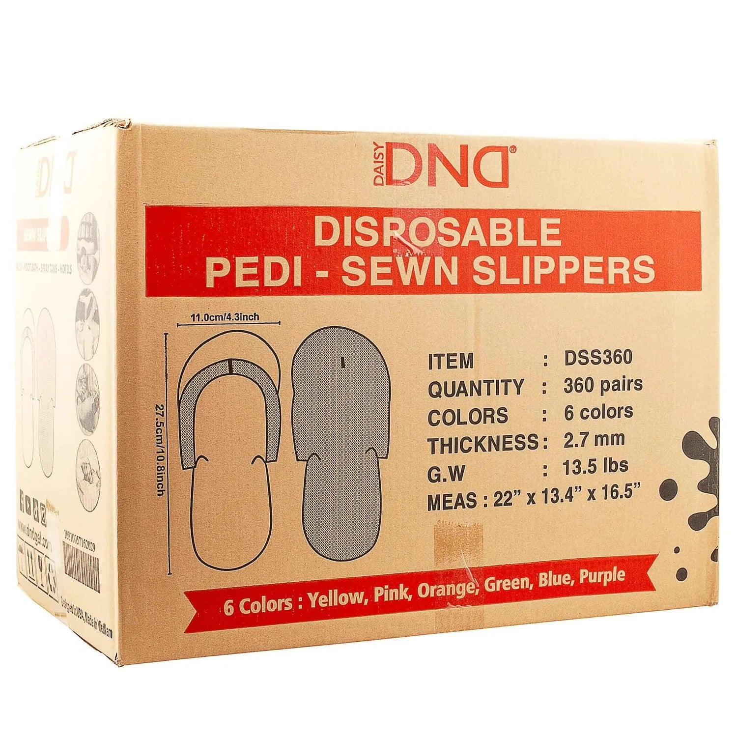 DND Disposable Pedi - Sewn/Stitched Slippers - 360 prs/Box