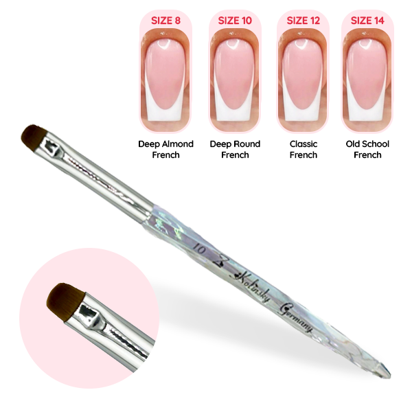 JKIO French Z Brushes - Crystal Handle (Size 8, 10, 12, 14, 16)