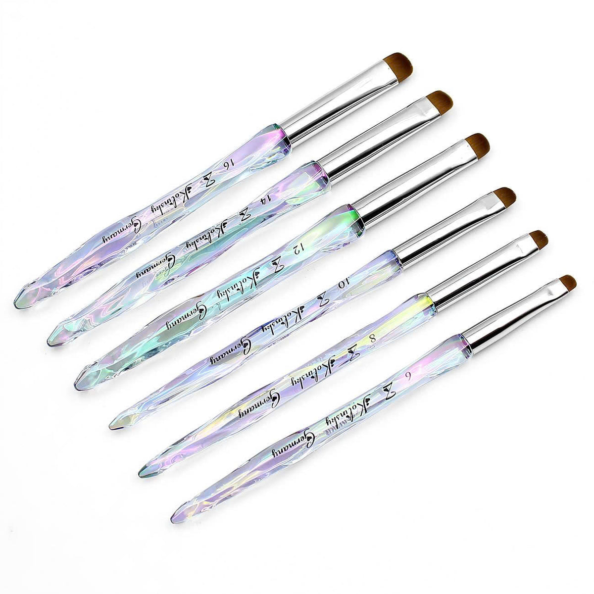 JKIO French Z Brushes - Crystal Handle (Size 8, 10, 12, 14, 16)