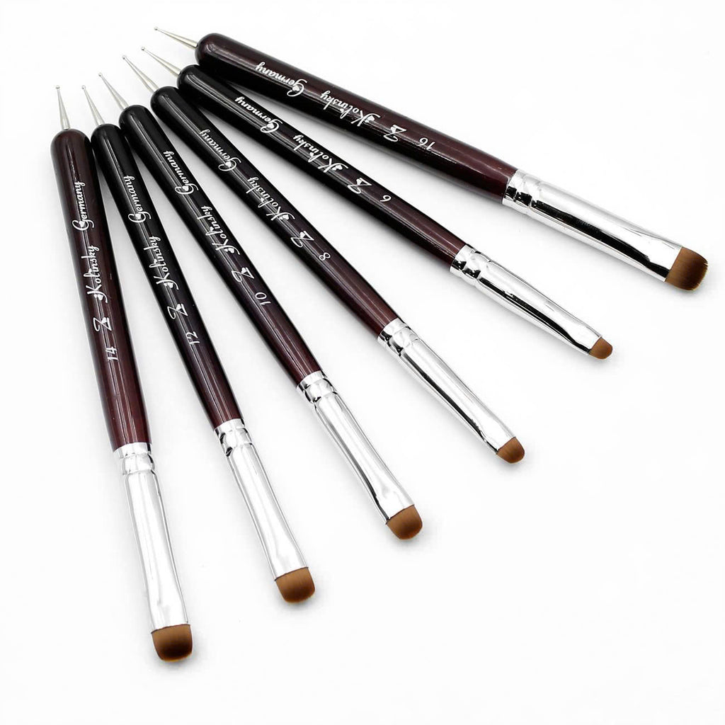 JKIO French Z Brushes - Wood Handle - Dotting (Size 8, 10, 12, 14, 16)