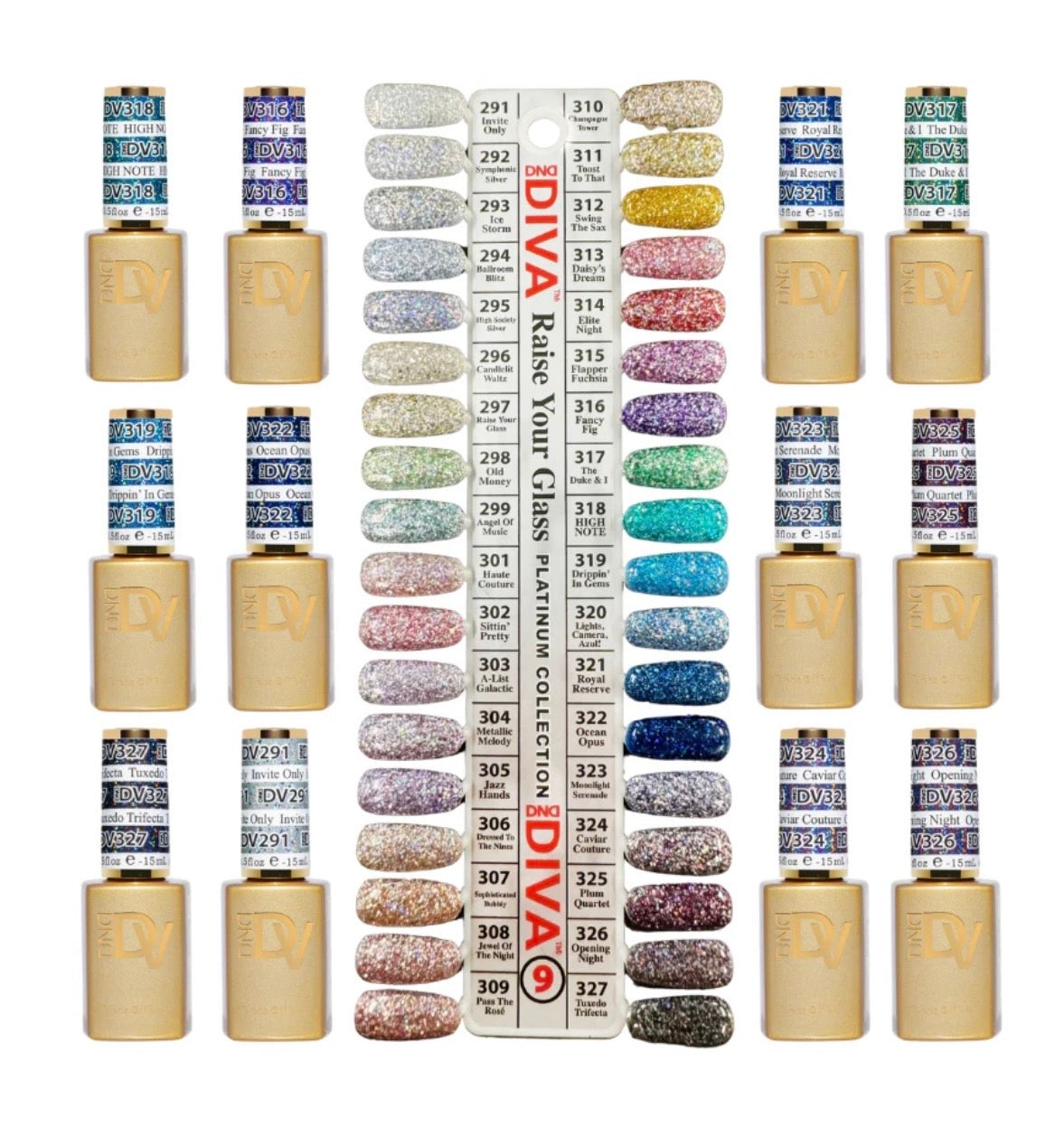 DND Diva Platinum Collection 36 colors | #291-327 "Raise Your Glass"